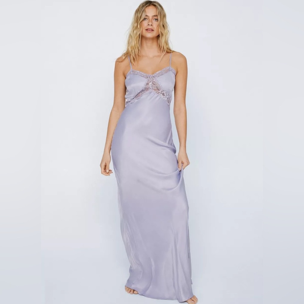 Satin Lace Maxi Dress